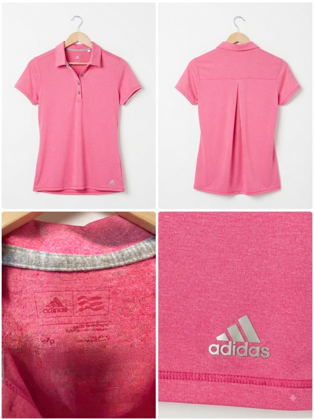 adidas Pink Polo Shirt - Performance Short Sleeve size s/p